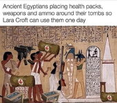 ancient egyptians placing health packs guns and ammo for lara croft.jpg